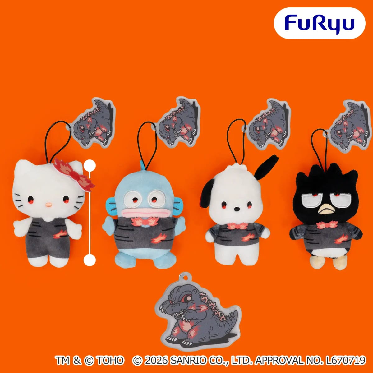 ゴジラ・サンリオキャラクターズ アクリルチャーム付きマスコット